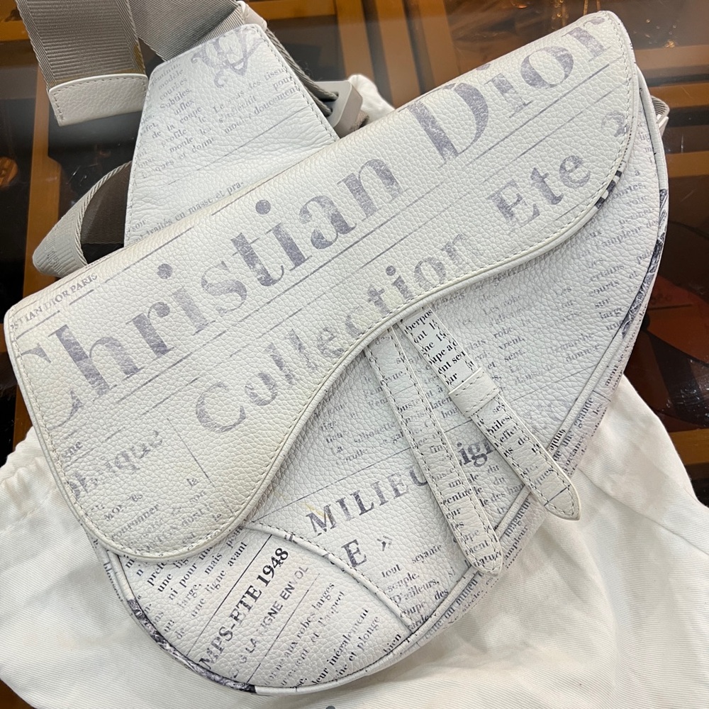 Dior Men 2020 Newspaper Print Saddle Bag